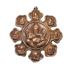 Kamalasana Ganesha with ashtavinayak Wall Hanging : Finely engraved wall hanging of lord ganesha which will look fantastic on your wall