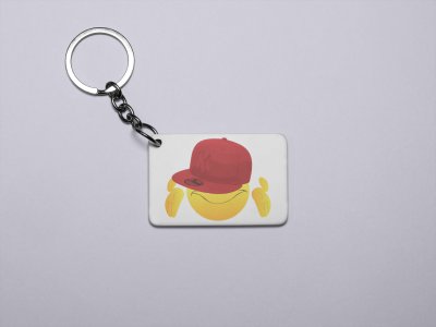 Eyes Covered with Cap Emoji- Emoji Printed Keychains For Emoji Lovers(Pack Of 2)