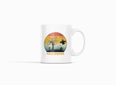 Halloween - Graveyard - illustration graphic -Halloween Themed Printed Coffee Mugs