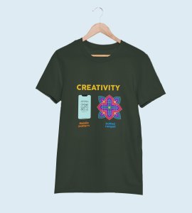 Creativity text printed diwali themed unisex round neck blended green t-shirt specially for diwali festival