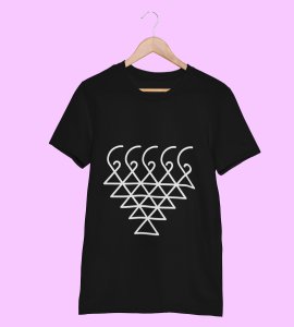 Saraswati yantra printed diwali themed unisex round neck blended black t-shirt specially for diwali festival