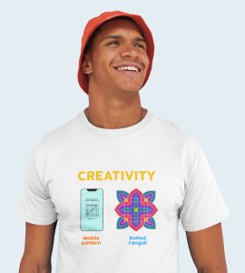 Creativity text printed diwali themed unisex round neck blended green t-shirt specially for diwali festival