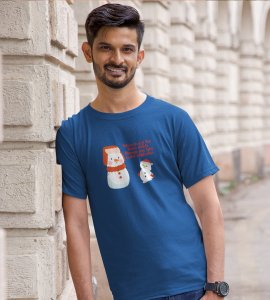 Snowman Sharmaji : Beautifully Crafted T-shirt (Blue) Perfect Gift For Secret Santa