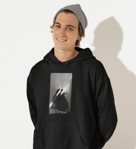 Visual Artistry, A Modern Maverick:Black Men's Hoodies with Eye-Catching Front Print