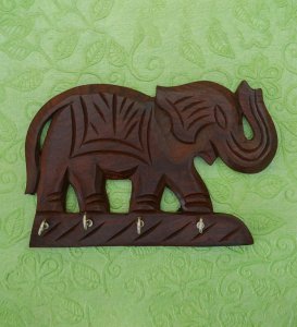 Wooden Handcrafted Key Holder, Elephant Shaped Key Holder, Best for Gifts Set Of 3