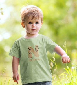 Naughty Nutria, Boys Round Neck Blended Cotton tshirt (olive)
