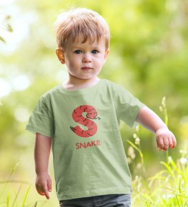 Slippery Snake, Boys Printed Crew Neck tshirt (olive)