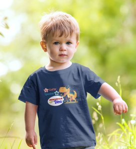 Rockstar Dino, Boys Printed Crew Neck T-shirt (Navy Blue)