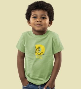 Doggy Dog, Boys Round Neck Printed Blended Cotton Tshirt (Olive)