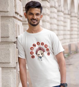 Itadori Two Faces, Printed Cotton White Tshirt For Mens and Boys